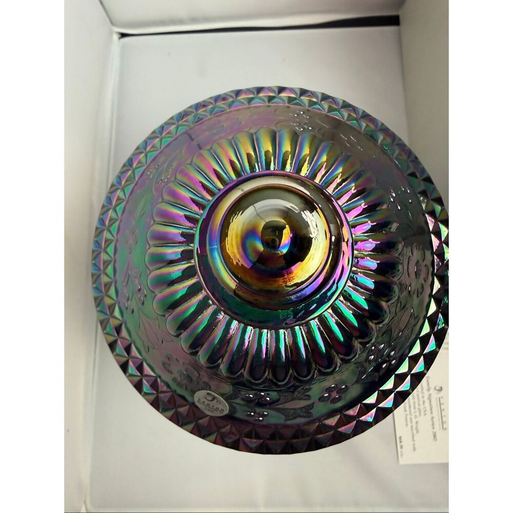 FENTON CARNIVAL COMPORT ART GLASS 2002 LE #14 family sig. FRANK M. FENTON with - Picture 7 of 9